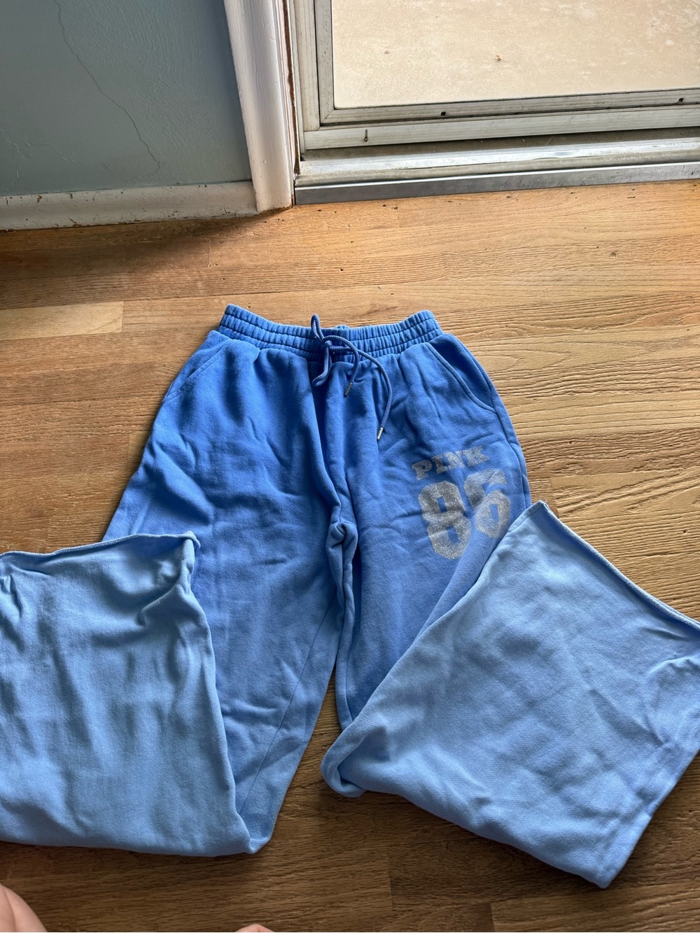 PINK Victoria's Secret Blue Wide Leg Drawstring Sweatpants